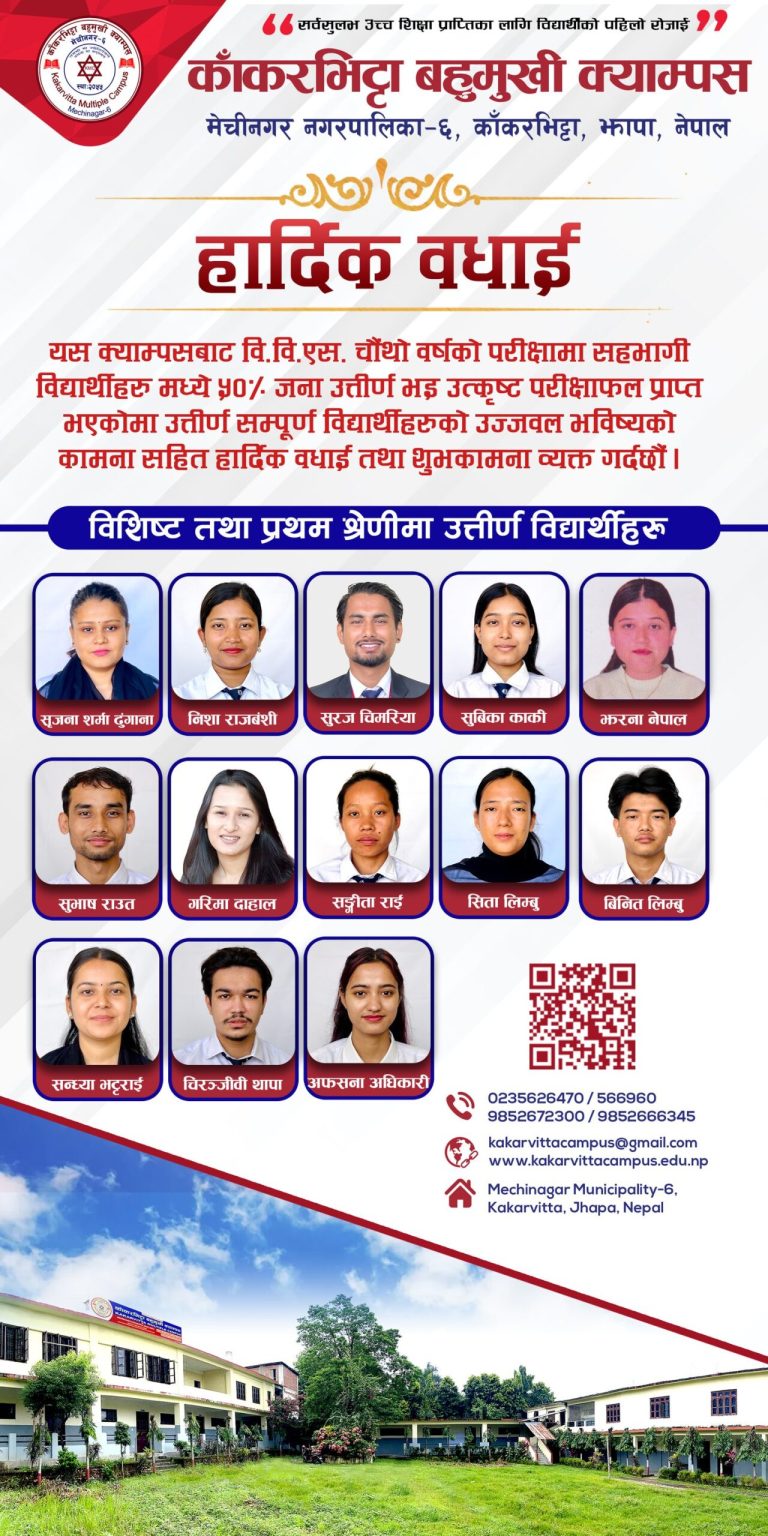 Kakarvitta Multiple Campus Celebrates Outstanding Results in BBS 4th Year Examinations